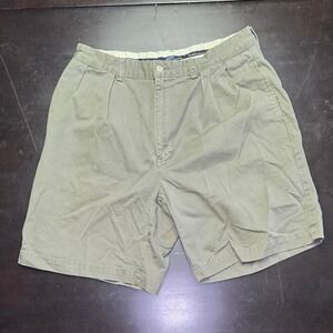 Polo Ralph Lauren Chino Shorts Mens 33 Olive Green Pleated Cotton RN 41381